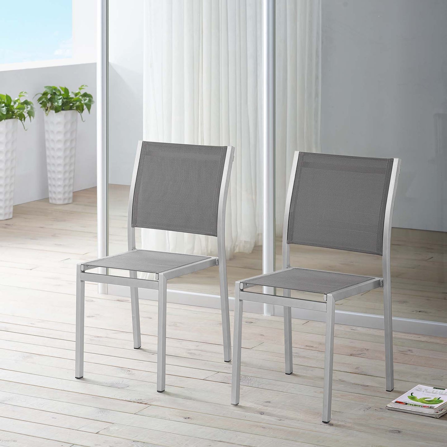 Shore Outdoor Patio Aluminum Side Chair Set of 2