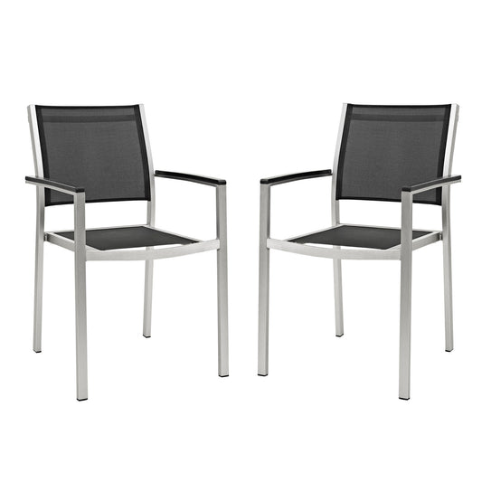 Juego de 2 sillas de comedor de aluminio para exteriores Shore de Modway