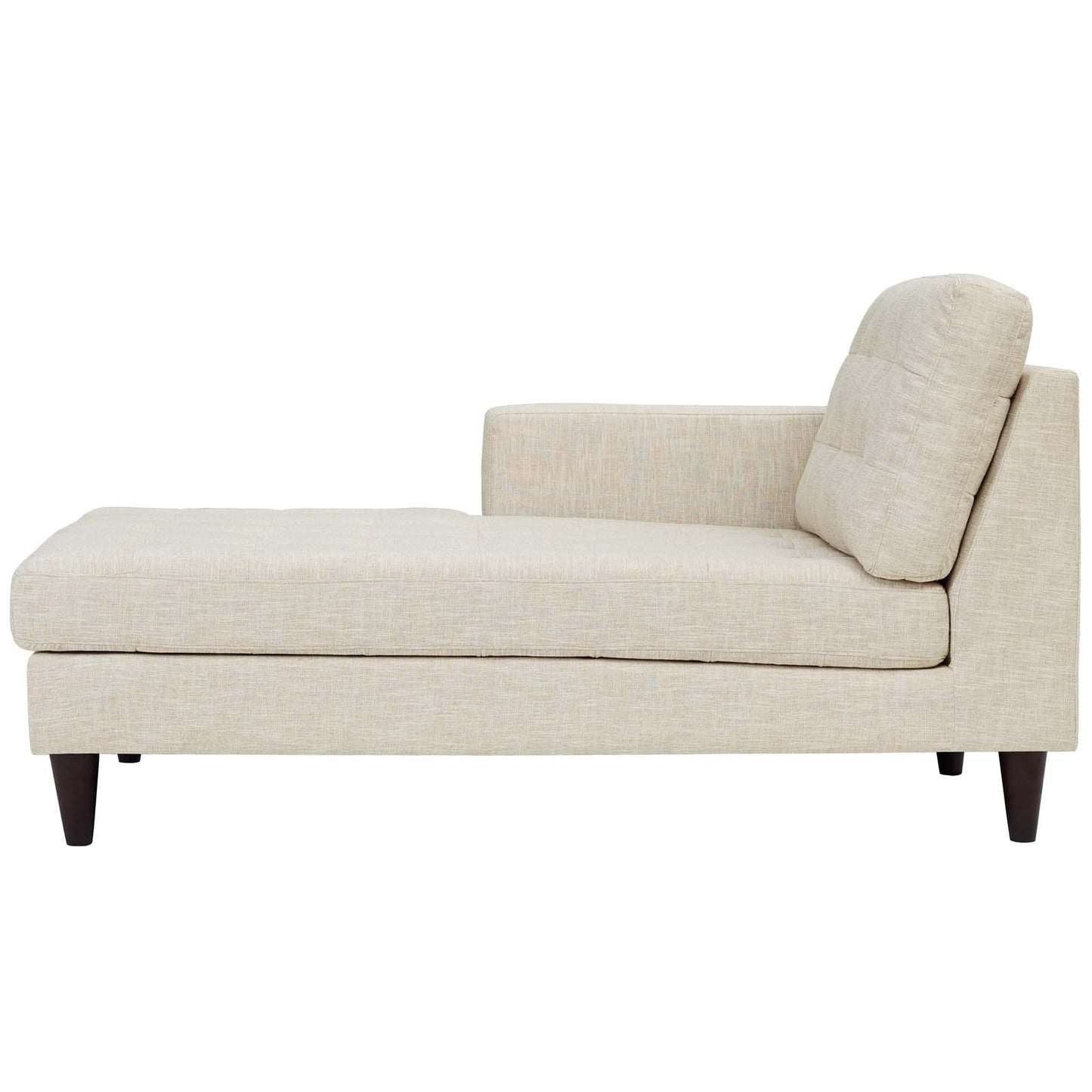 Chaise longue en tissu rembourré avec accoudoir gauche Empress par Modway