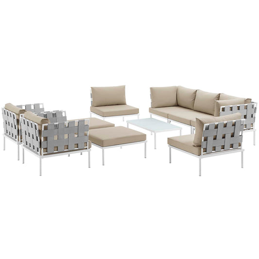 Harmony 10 Piece Outdoor Patio Aluminum Sectional Sofa Set