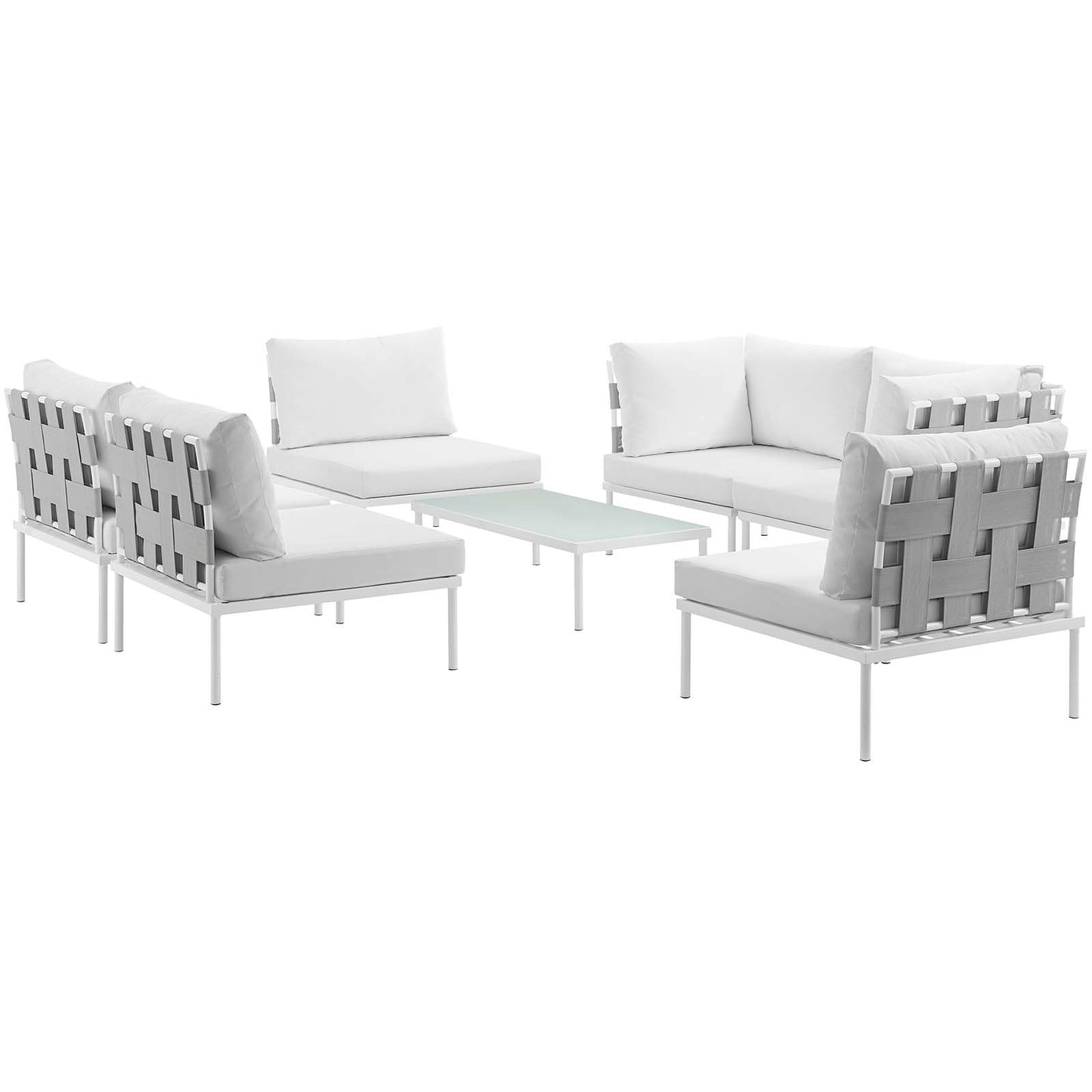 Harmony 7 Piece Outdoor Patio Aluminum Sectional Sofa Set