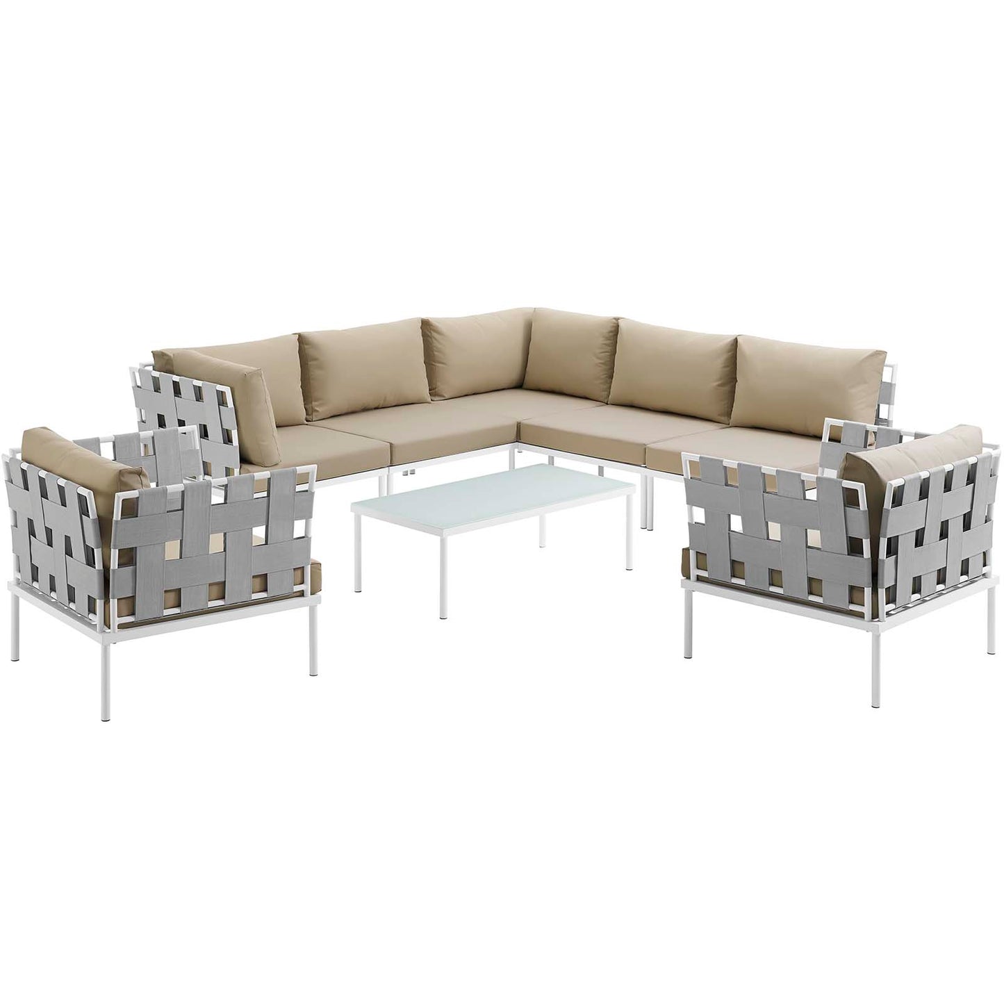 Harmony 8 Piece Outdoor Patio Aluminum Sectional Sofa Set