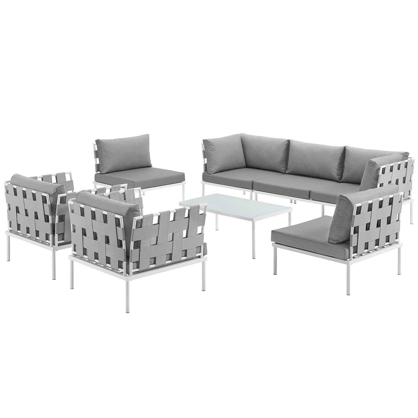 Harmony 8 Piece Outdoor Patio Aluminum Sectional Sofa Set