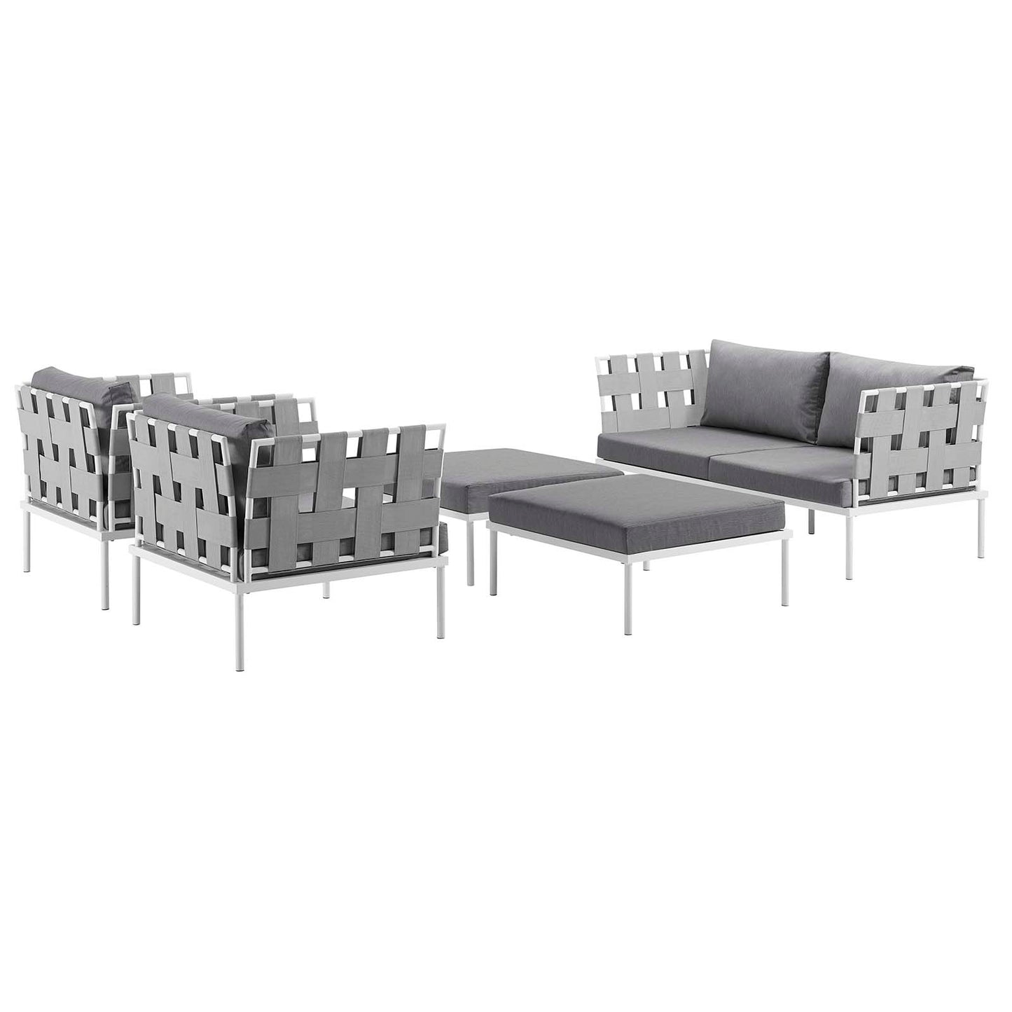 Harmony 5 Piece Outdoor Patio Aluminum Sectional Sofa Set