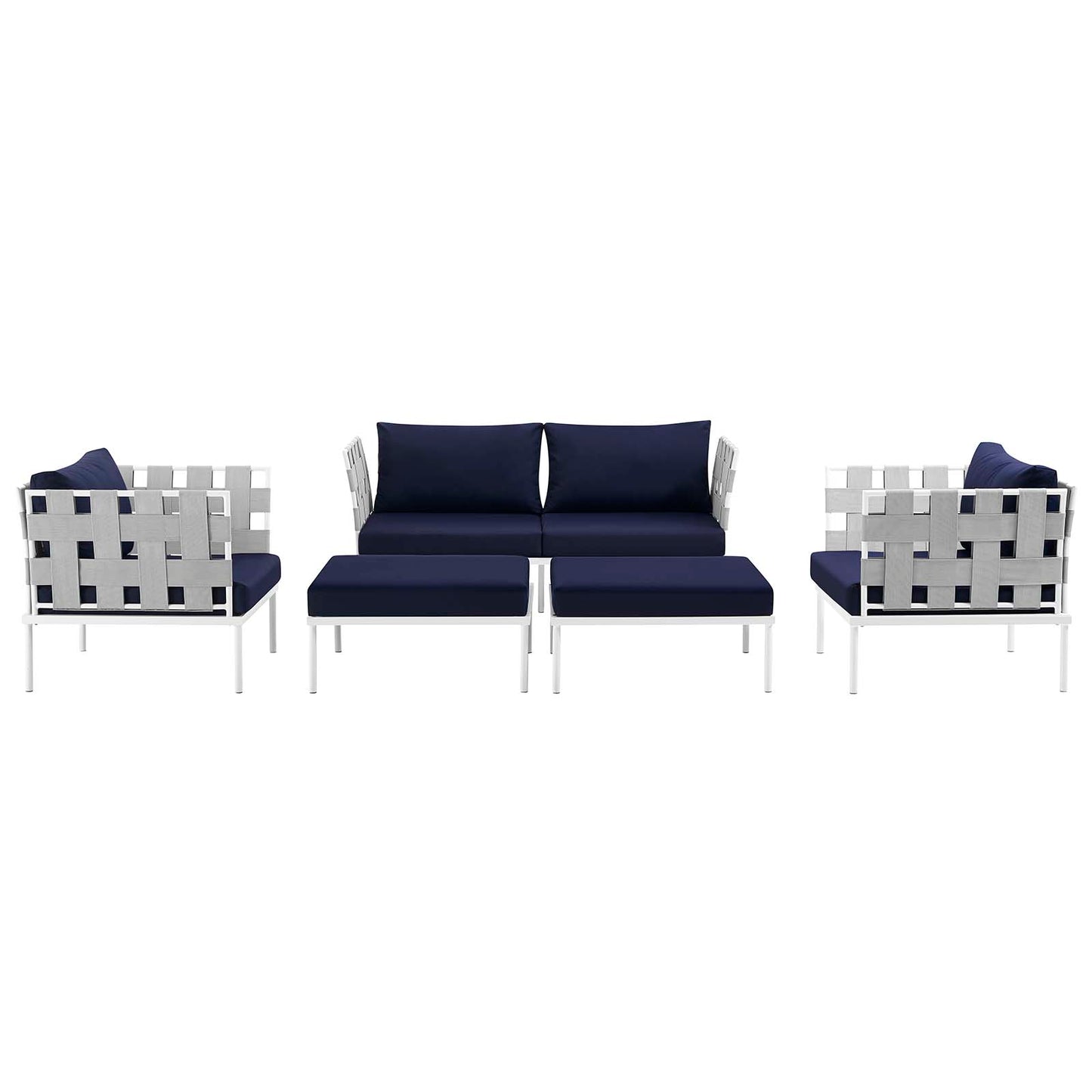 Harmony 5 Piece Outdoor Patio Aluminum Sectional Sofa Set