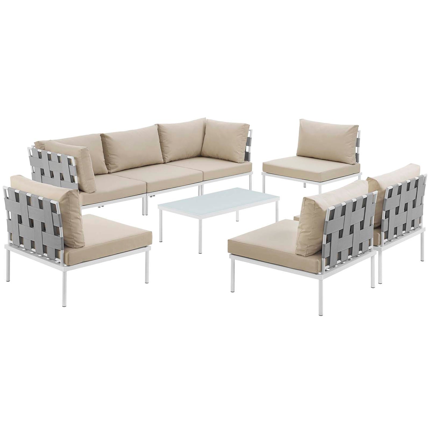 Harmony 8 Piece Outdoor Patio Aluminum Sectional Sofa Set