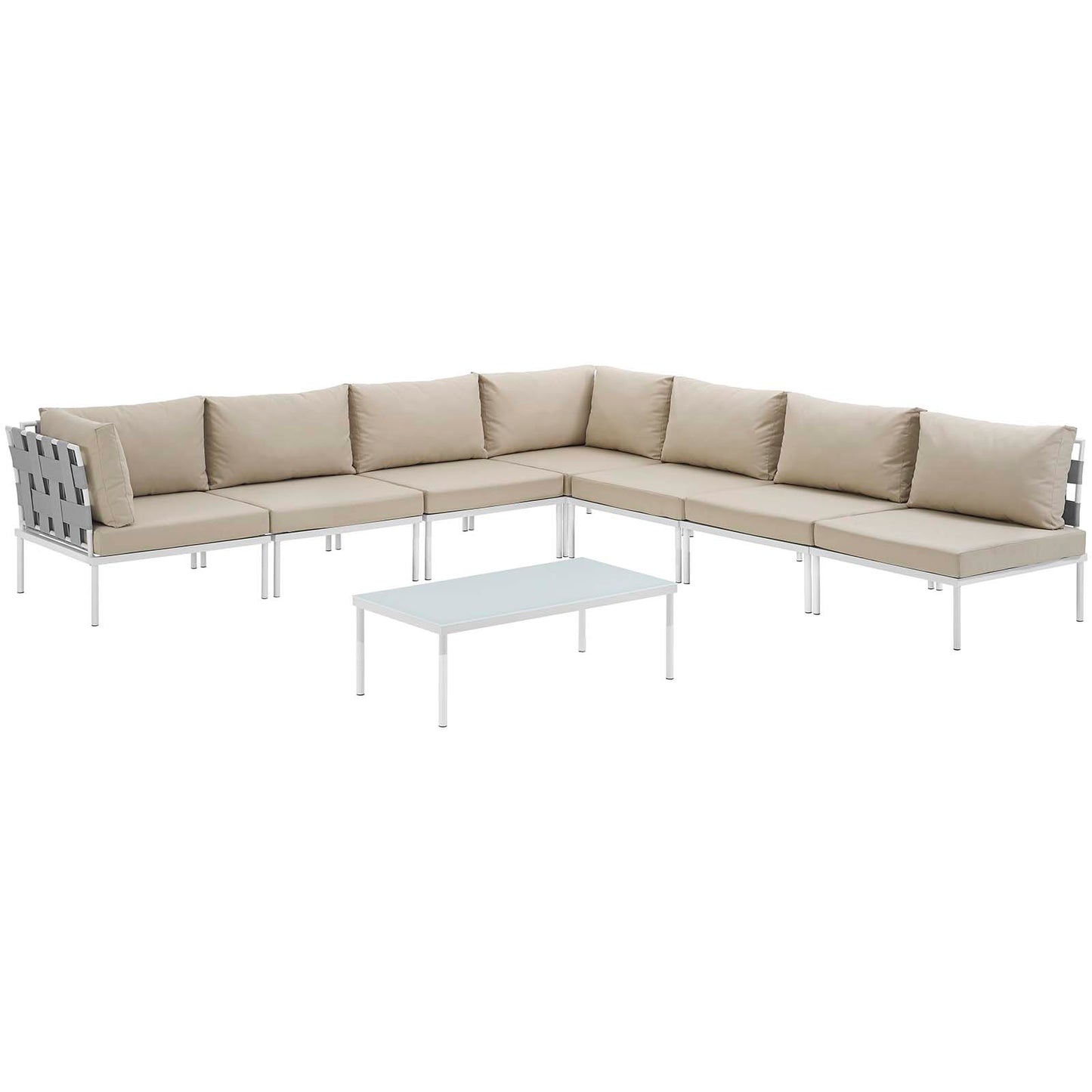 Harmony 8 Piece Outdoor Patio Aluminum Sectional Sofa Set