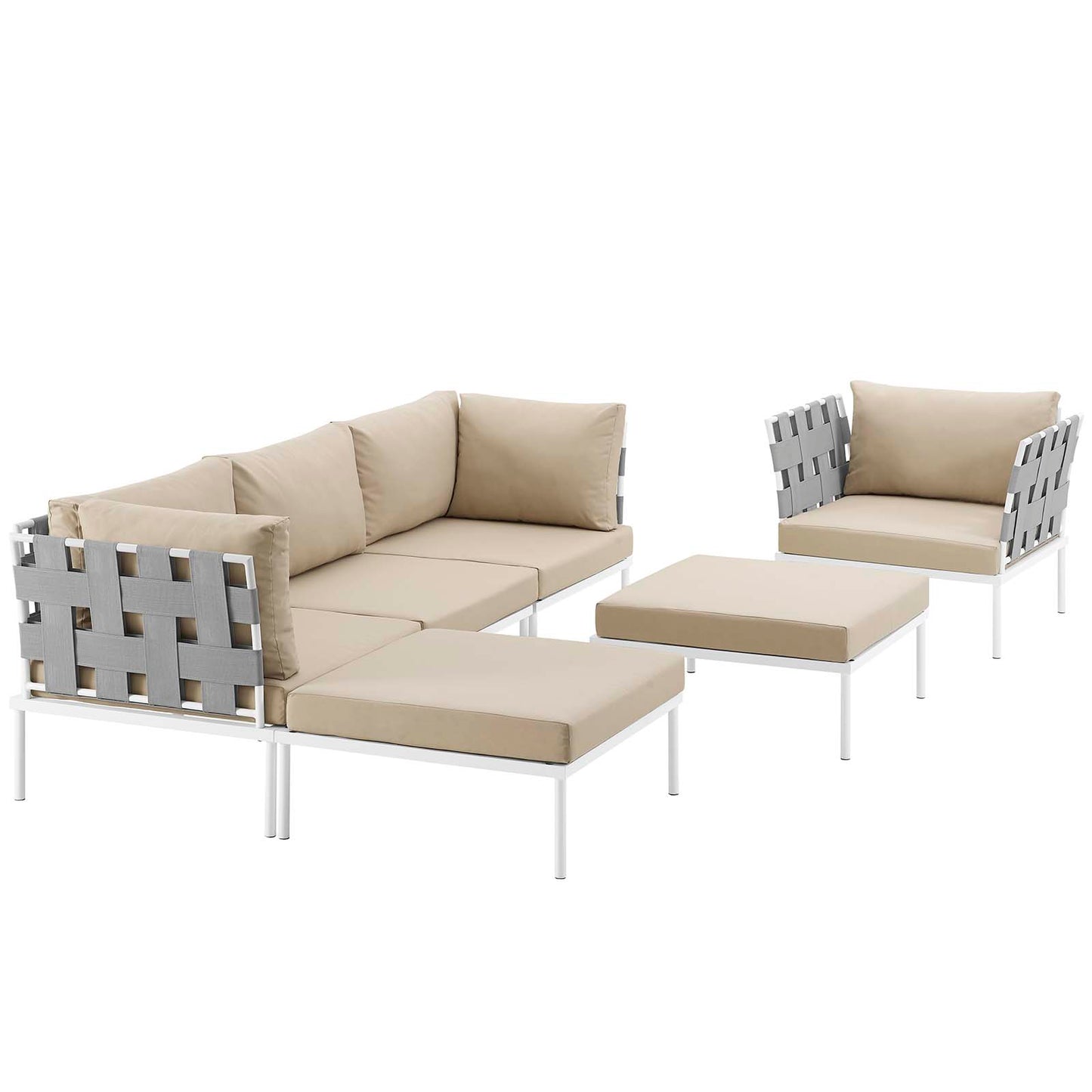 Harmony 6 Piece Outdoor Patio Aluminum Sectional Sofa Set