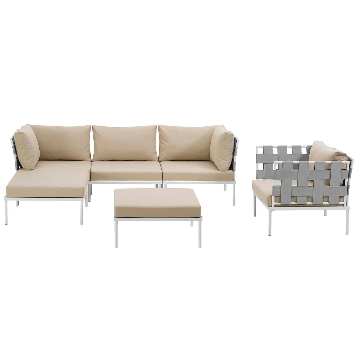 Harmony 6 Piece Outdoor Patio Aluminum Sectional Sofa Set