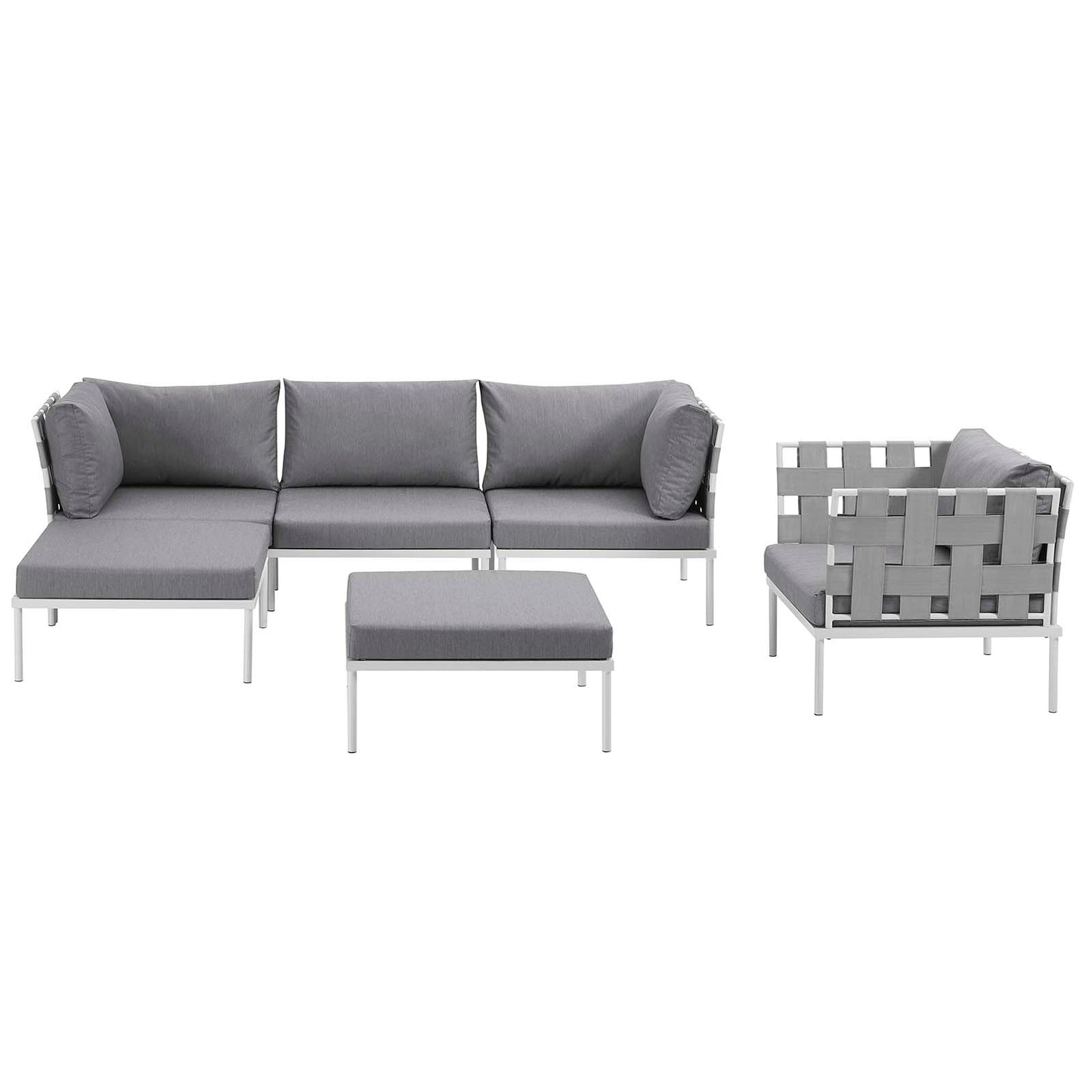 Harmony 6 Piece Outdoor Patio Aluminum Sectional Sofa Set