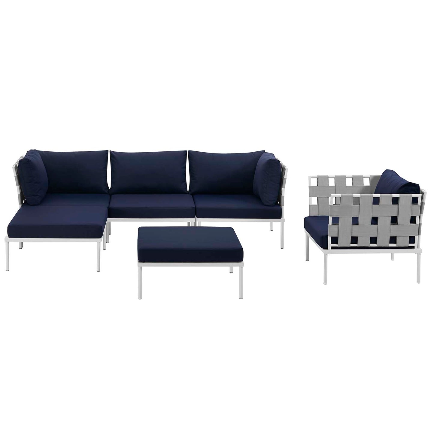 Harmony 6 Piece Outdoor Patio Aluminum Sectional Sofa Set