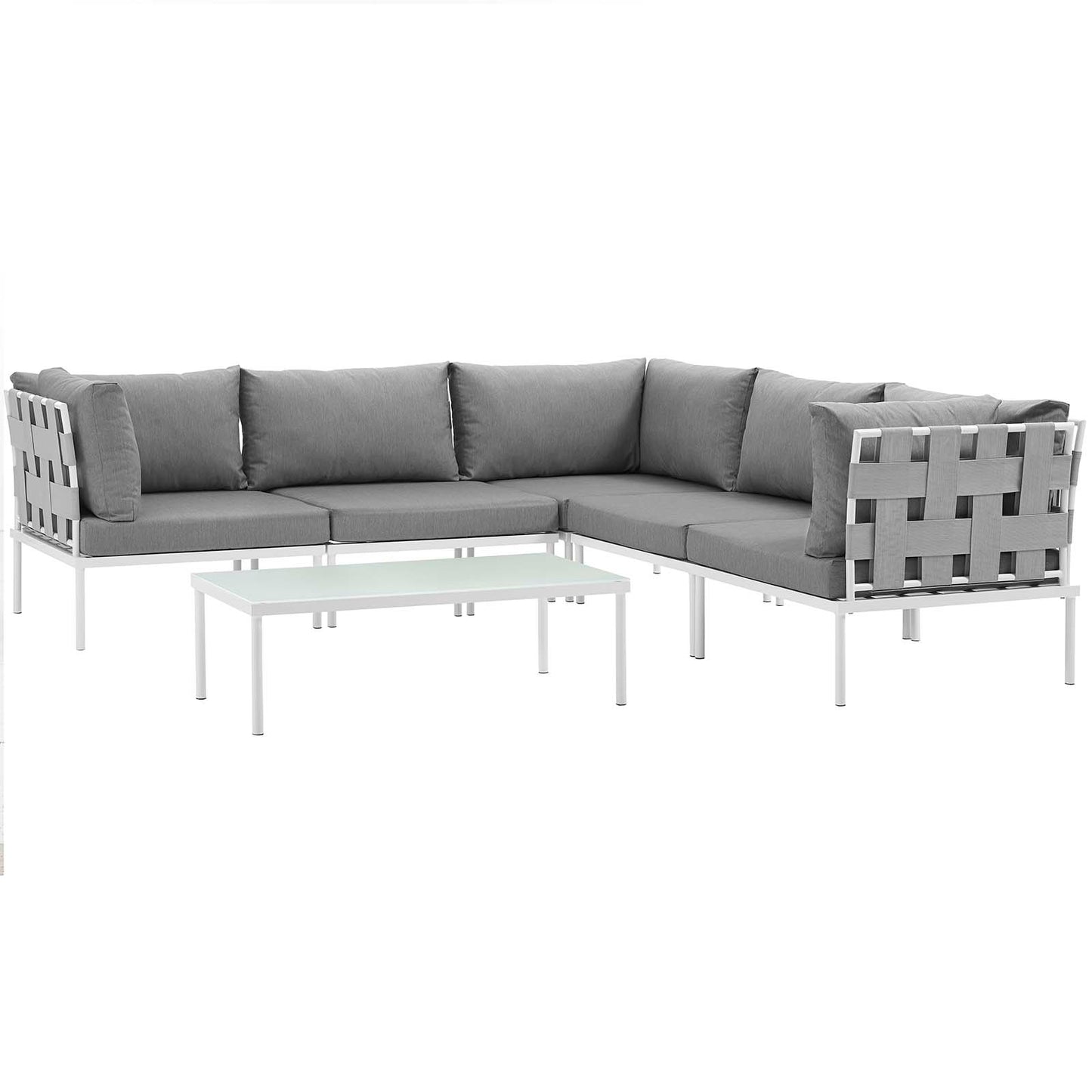 Harmony 6 Piece Outdoor Patio Aluminum Sectional Sofa Set