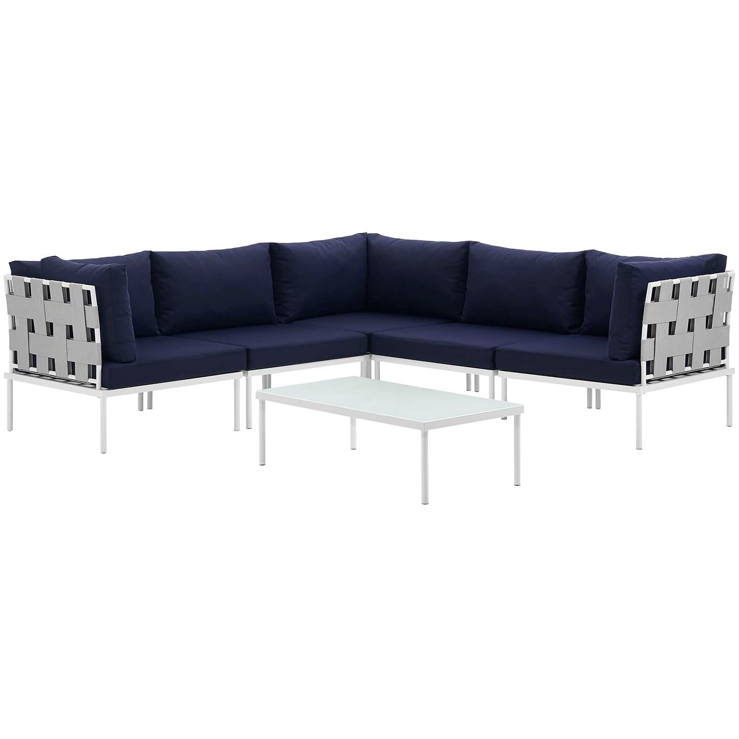 Harmony 6 Piece Outdoor Patio Aluminum Sectional Sofa Set