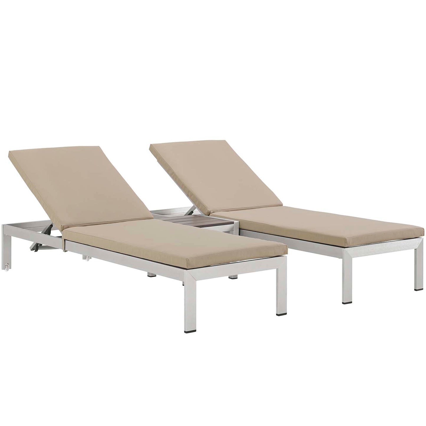 Chaise longue de aluminio para exteriores de 3 piezas con cojines de Modway