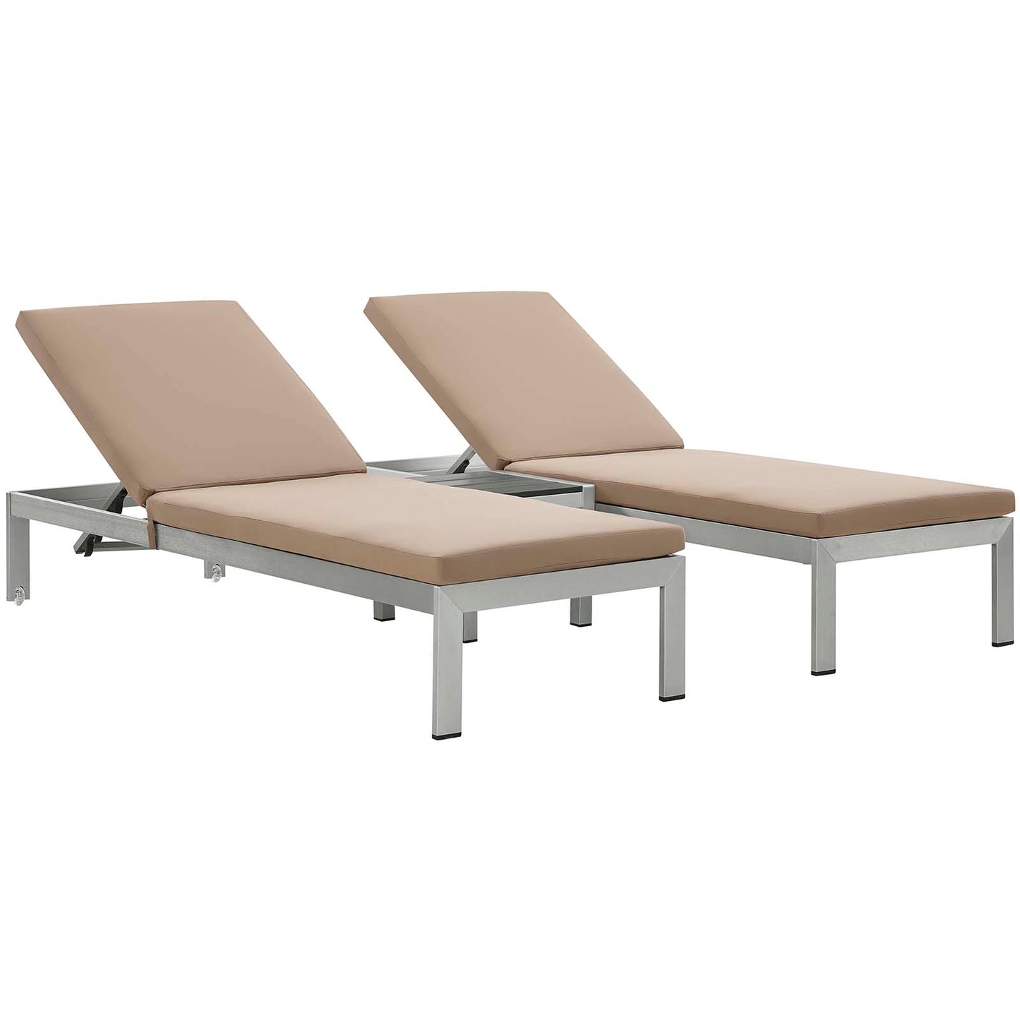 Chaise longue de aluminio para exteriores de 3 piezas con cojines de Modway