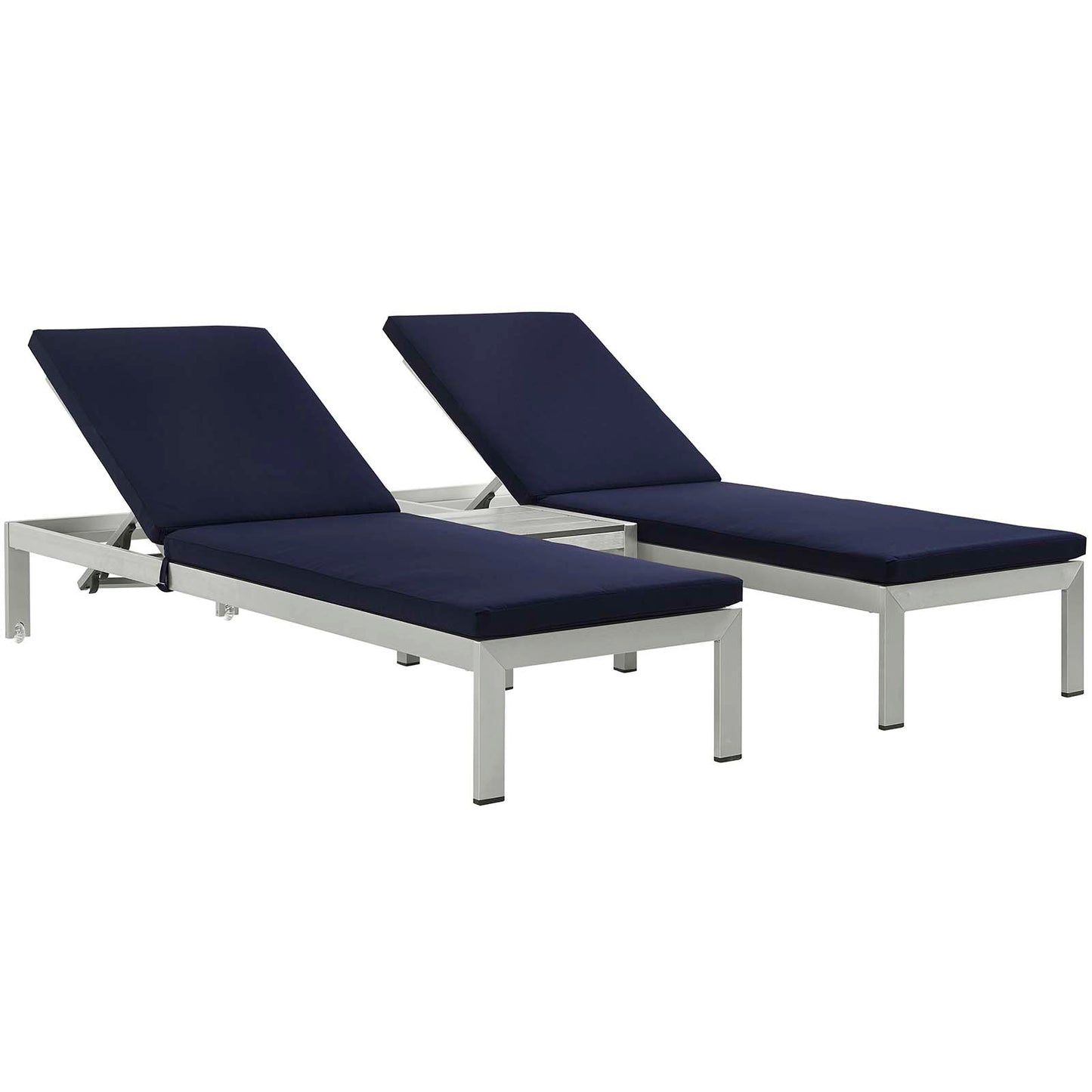 Chaise longue de aluminio para exteriores de 3 piezas con cojines de Modway