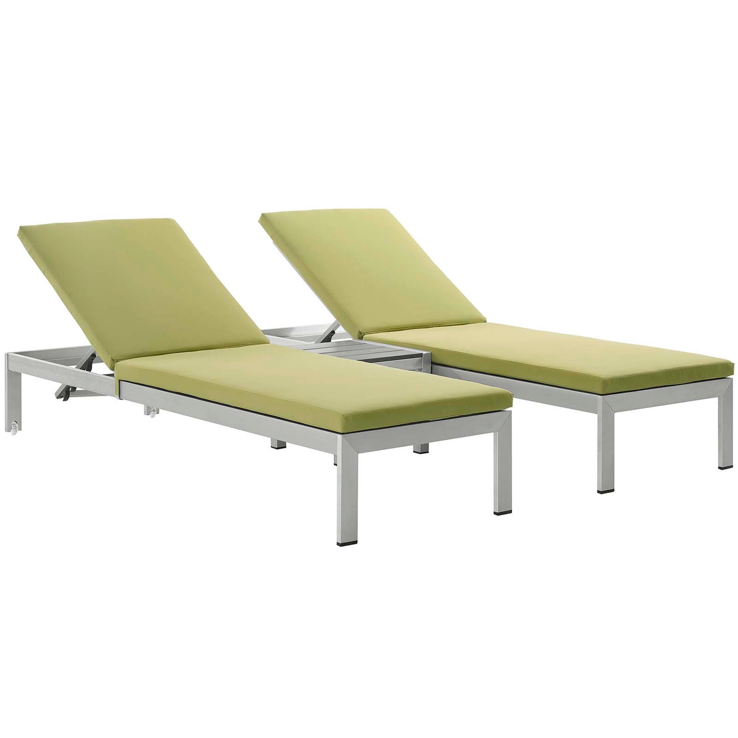 Chaise longue de aluminio para exteriores de 3 piezas con cojines de Modway