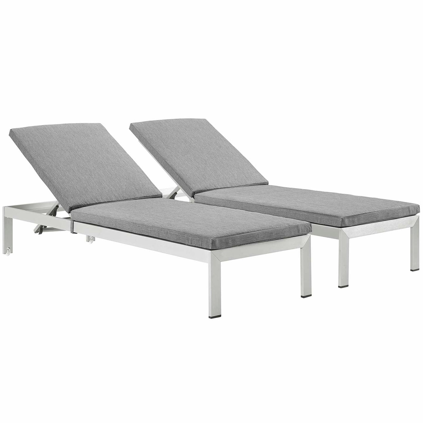 Lot de 2 chaises longues d'extérieur en aluminium avec coussins Shore par Modway