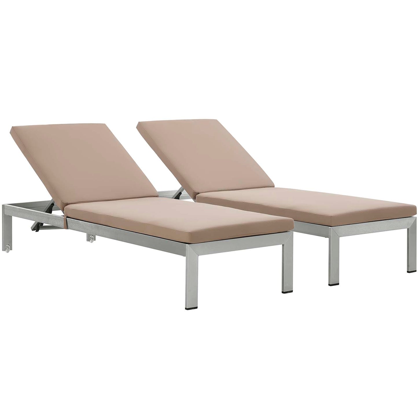 Lot de 2 chaises longues d'extérieur en aluminium avec coussins Shore par Modway