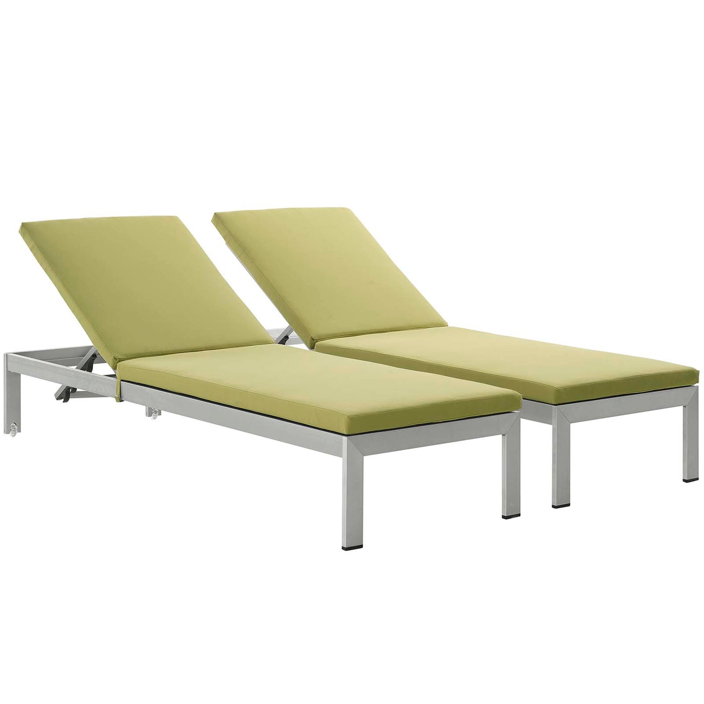 Lot de 2 chaises longues d'extérieur en aluminium avec coussins Shore par Modway