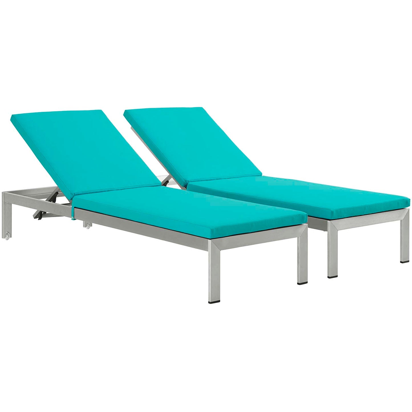 Lot de 2 chaises longues d'extérieur en aluminium avec coussins Shore par Modway