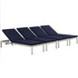 Ensemble de 4 chaises longues d'extérieur en aluminium avec coussins Shore par Modway