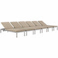 Shore Outdoor Patio Aluminum Chaise with Cushions Set of 6