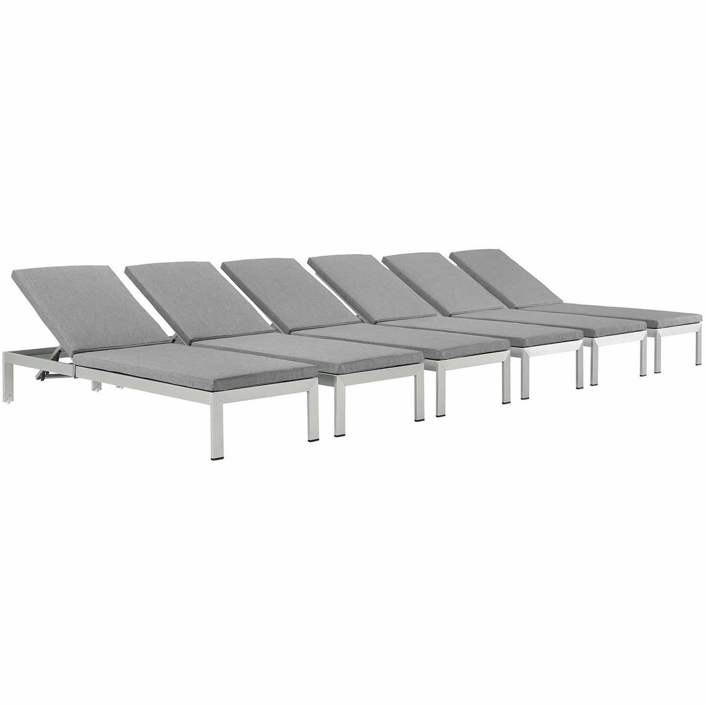 Shore Outdoor Patio Aluminum Chaise with Cushions Set of 6