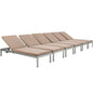 Shore Outdoor Patio Aluminum Chaise with Cushions Set of 6