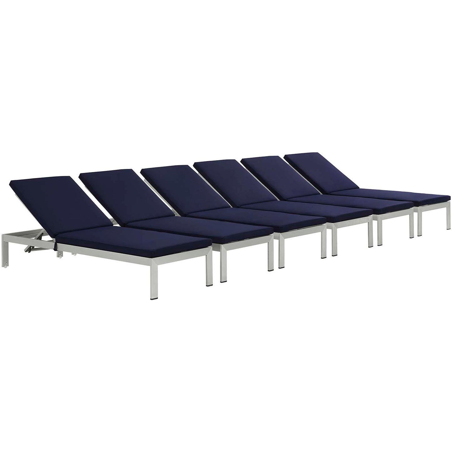 Shore Outdoor Patio Aluminum Chaise with Cushions Set of 6