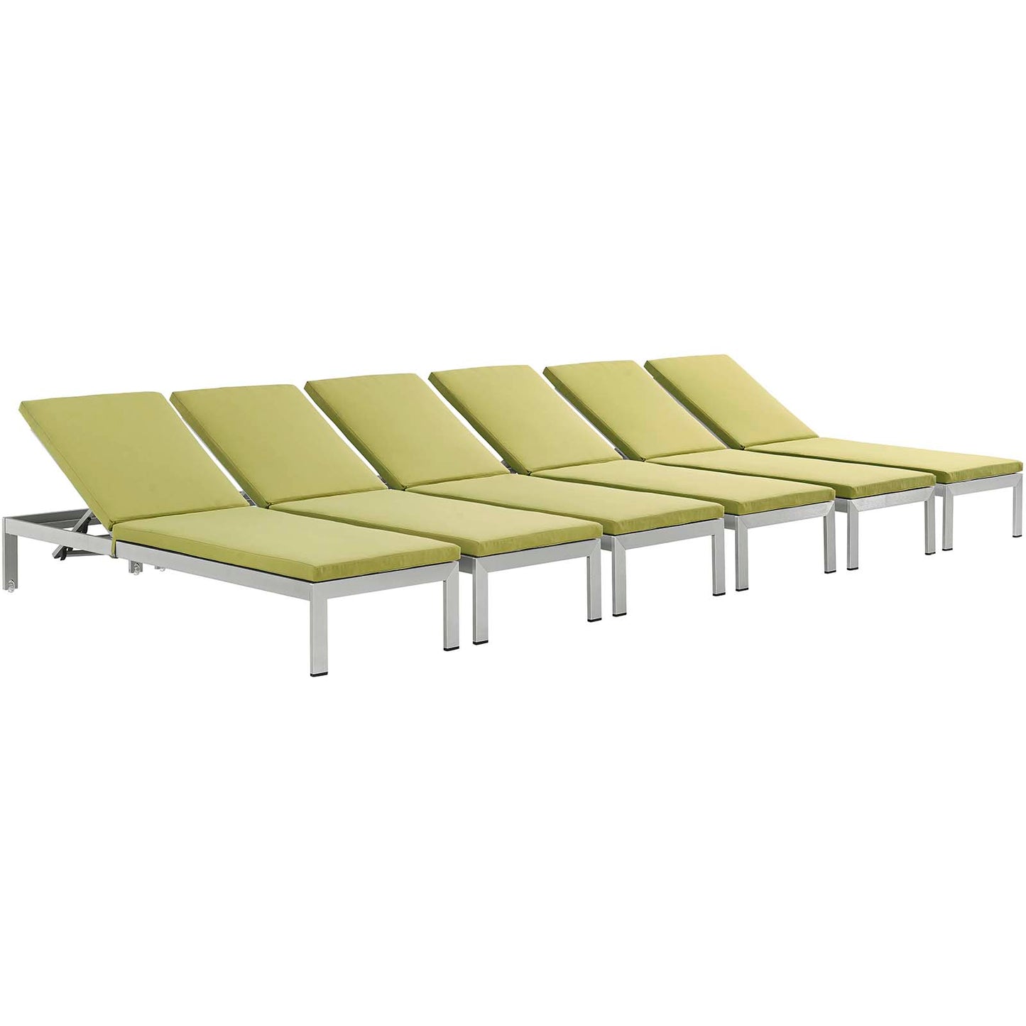 Shore Outdoor Patio Aluminum Chaise with Cushions Set of 6