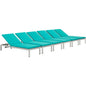 Shore Outdoor Patio Aluminum Chaise with Cushions Set of 6