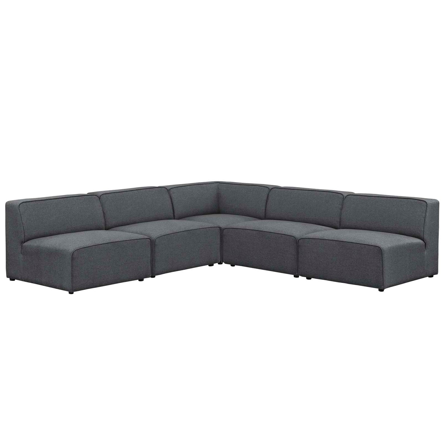 Mingle 5 Piece Upholstered Fabric Armless Sectional Sofa Set