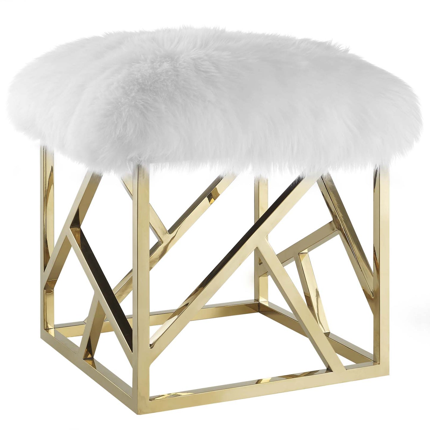 Intersperse Sheepskin Ottoman