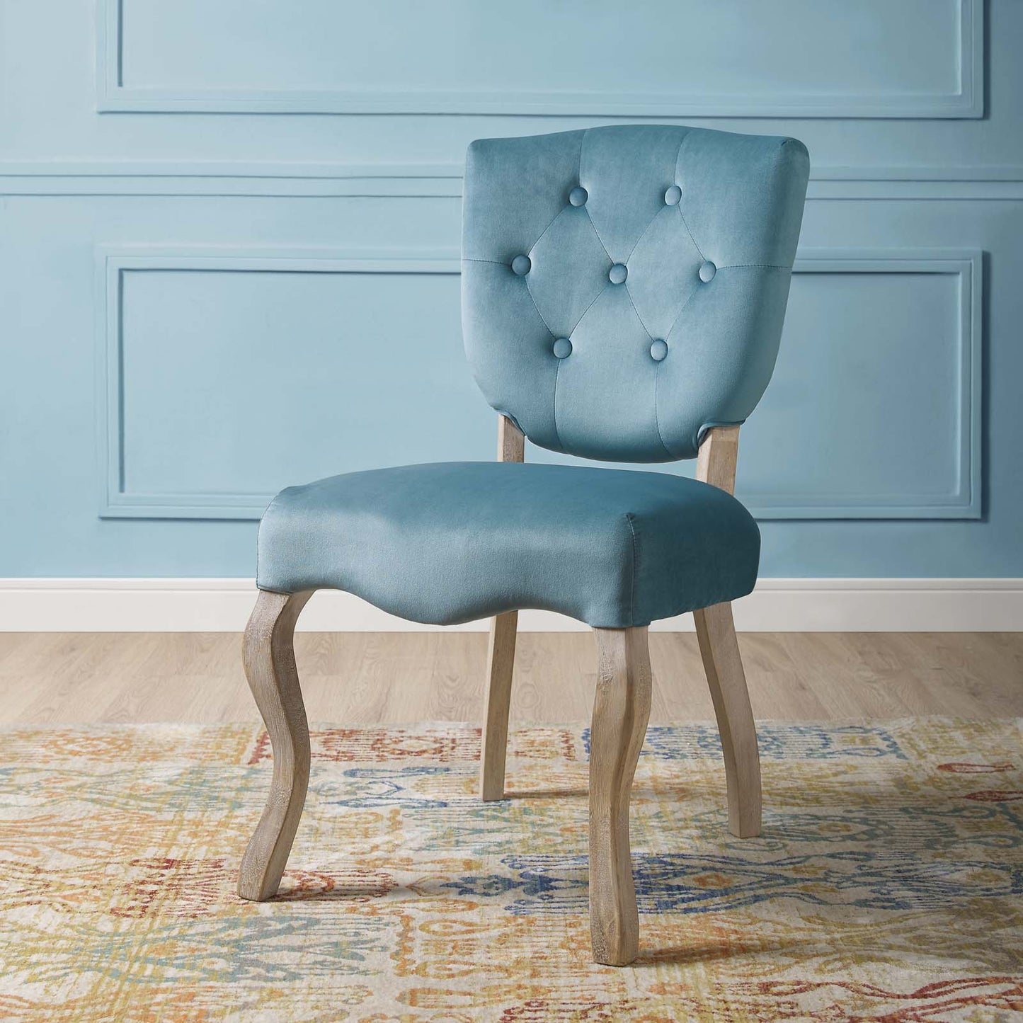 Chaise de salle à manger vintage en velours français