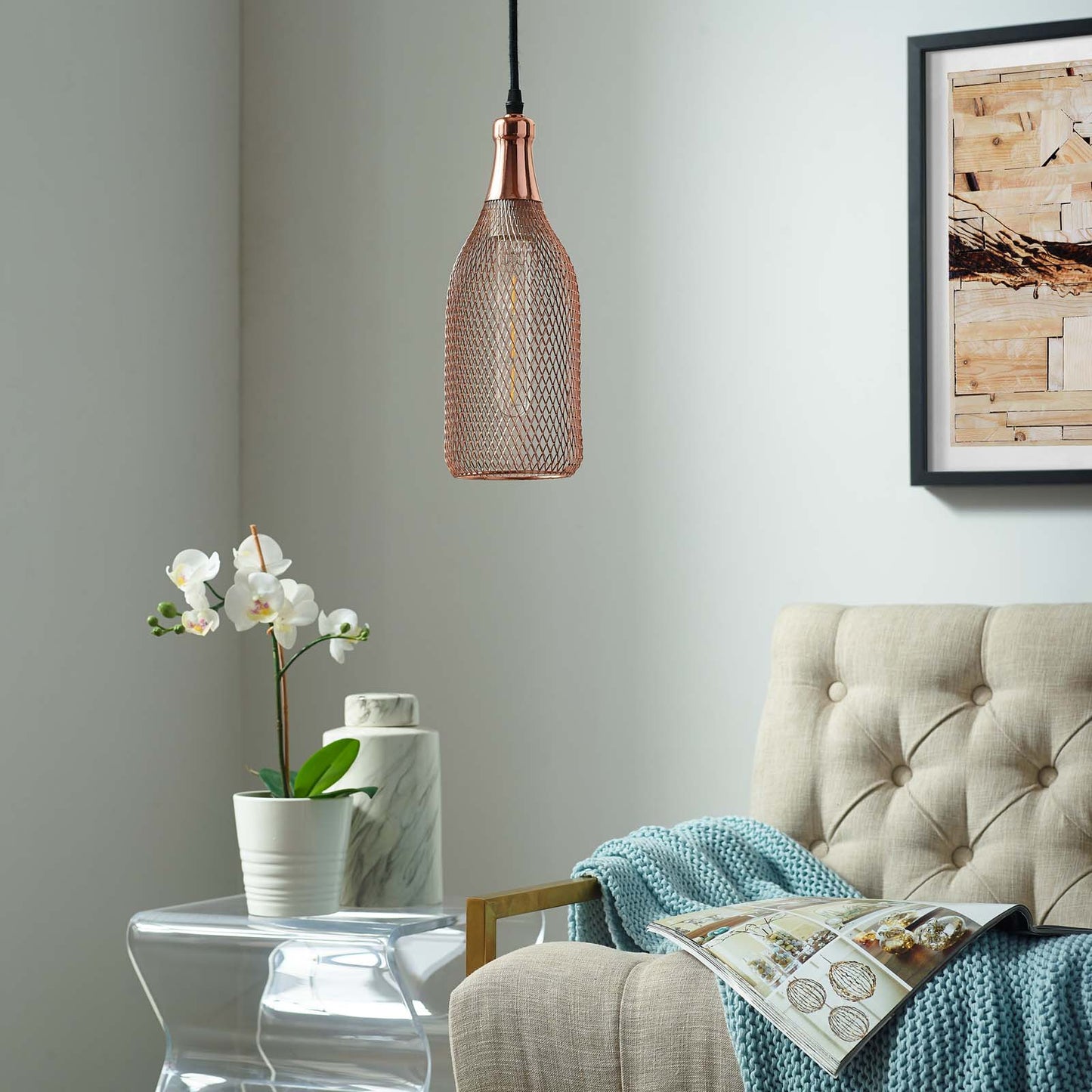 Suspension Glimmer en forme de bouteille en or rose