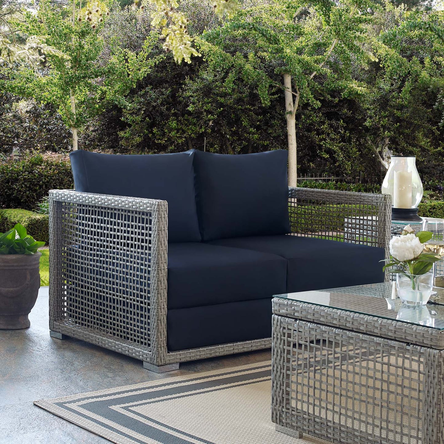 Aura Outdoor Patio Wicker Rattan Loveseat