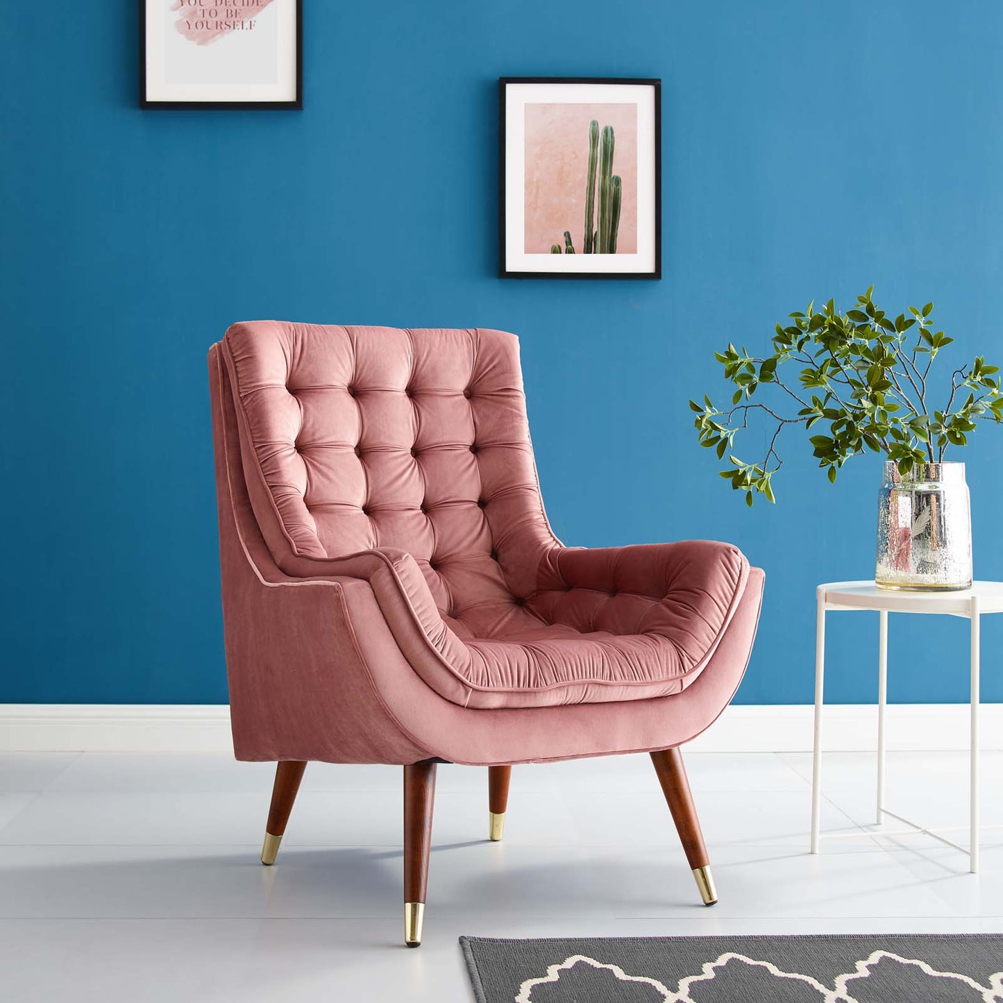 Suggest Button Tufted Performance Velvet Lounge Chair