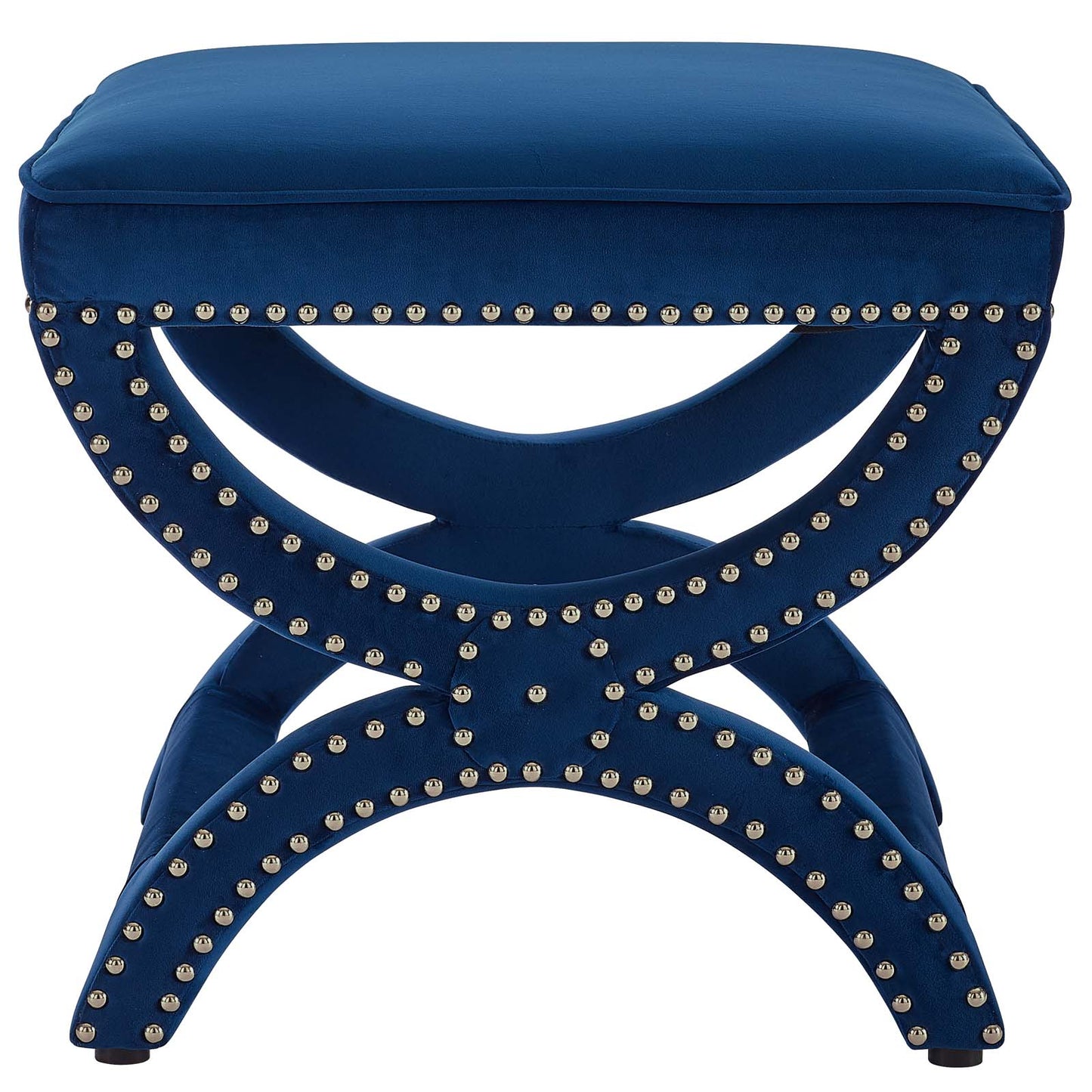 Expound Upholstered Nailhead Trim Performance Velvet Ottoman