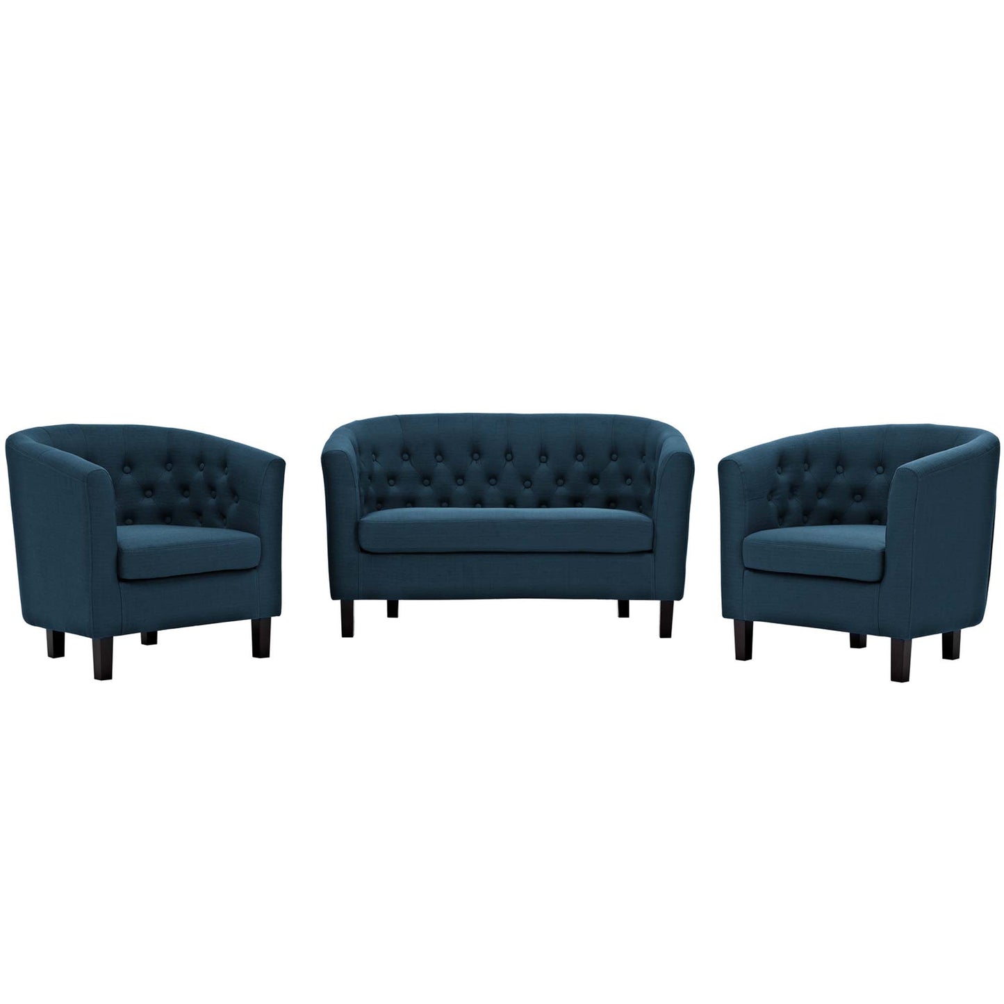 Prospect 3 Piece Upholstered Fabric Loveseat and Armchair Set