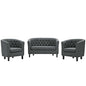 Prospect 3 Piece Upholstered Fabric Loveseat and Armchair Set