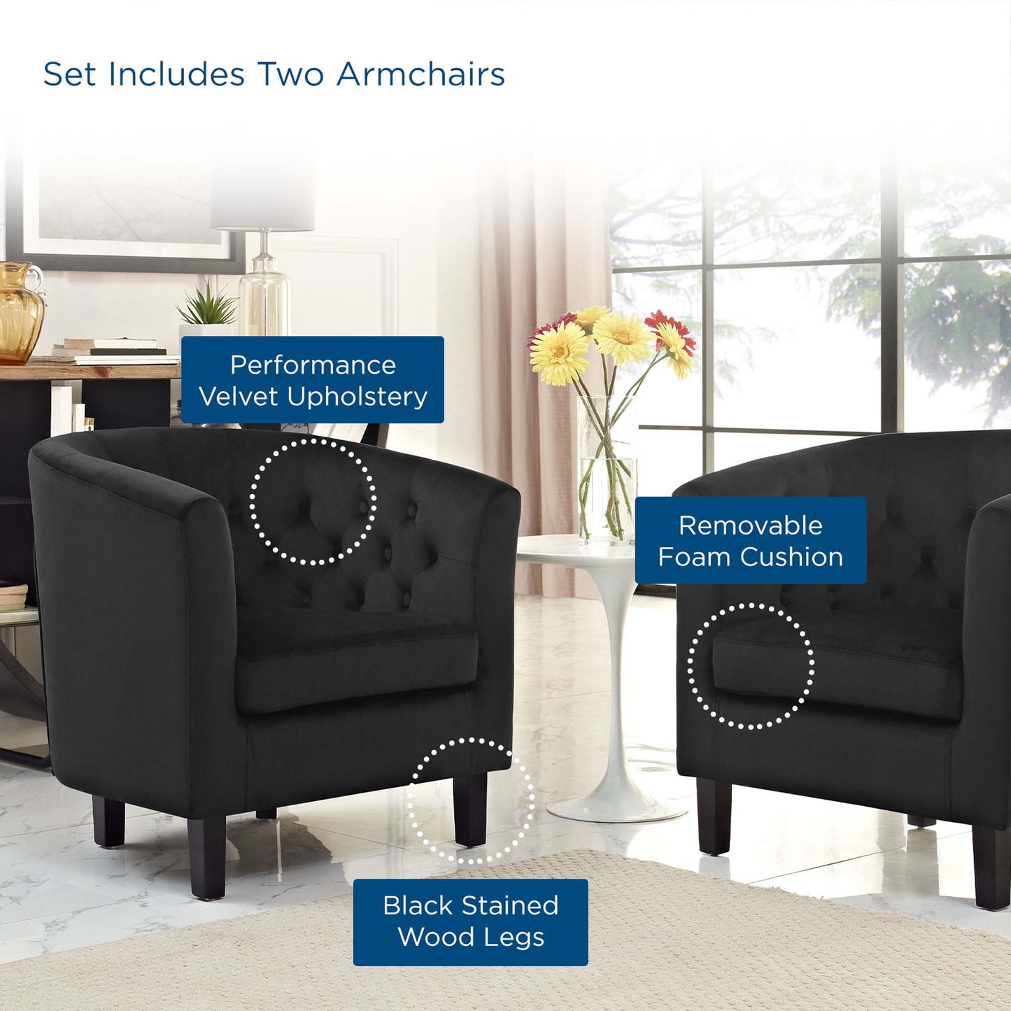 Prospect 2 Piece Performance Velvet Armchair Set