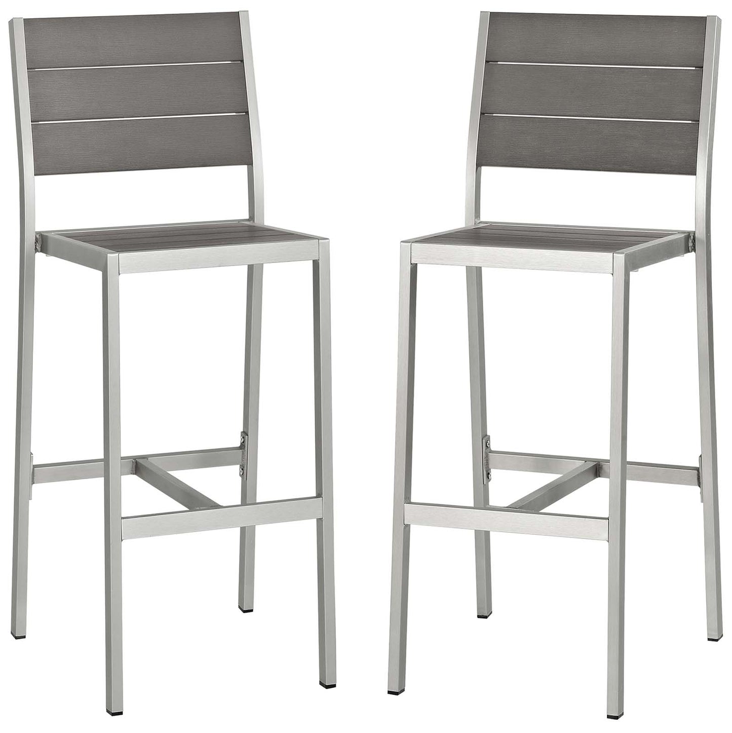 Shore Outdoor Patio Aluminum Armless Bar Stool Set of 2