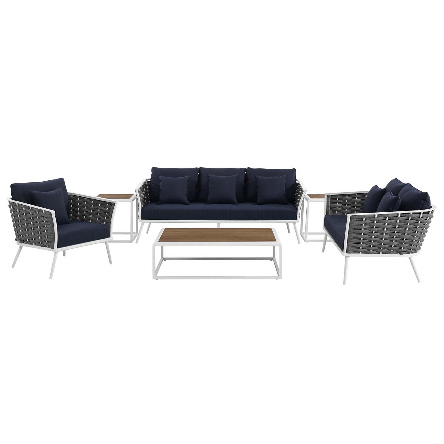 Stance 6 Piece Outdoor Patio Aluminum Sectional Sofa Set