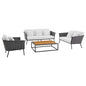 Stance 4 Piece Outdoor Patio Aluminum Sectional Sofa Set