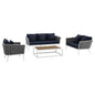 Stance 4 Piece Outdoor Patio Aluminum Sectional Sofa Set