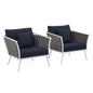 Stance Outdoor Patio Aluminum Armchair Set of 2