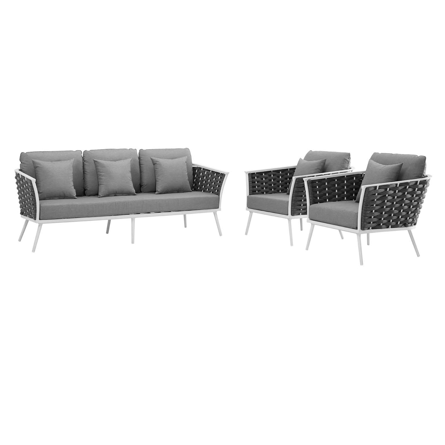 Stance 3 Piece Outdoor Patio Aluminum Sectional Sofa Set