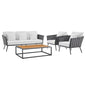 Stance 4 Piece Outdoor Patio Aluminum Sectional Sofa Set