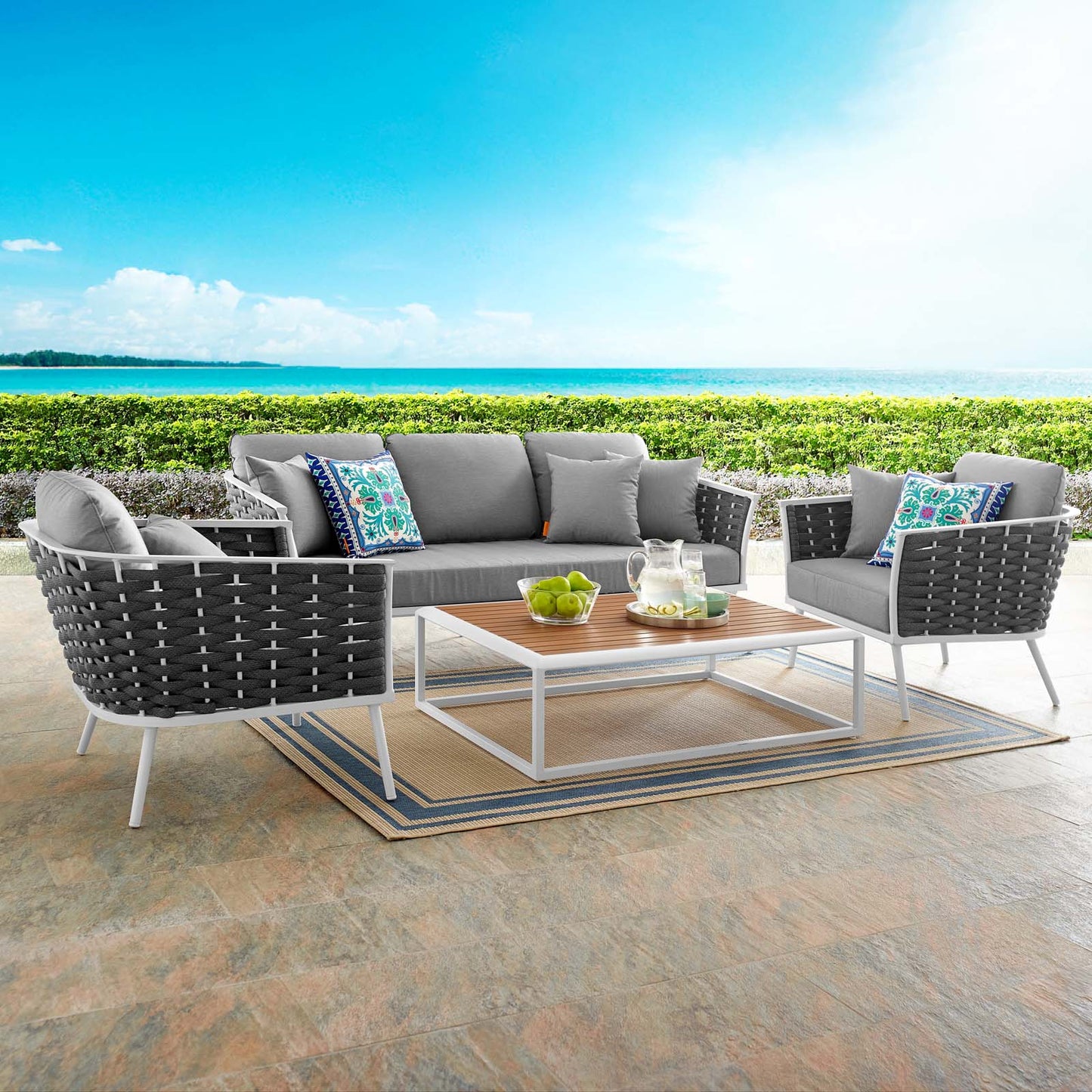 Stance 4 Piece Outdoor Patio Aluminum Sectional Sofa Set